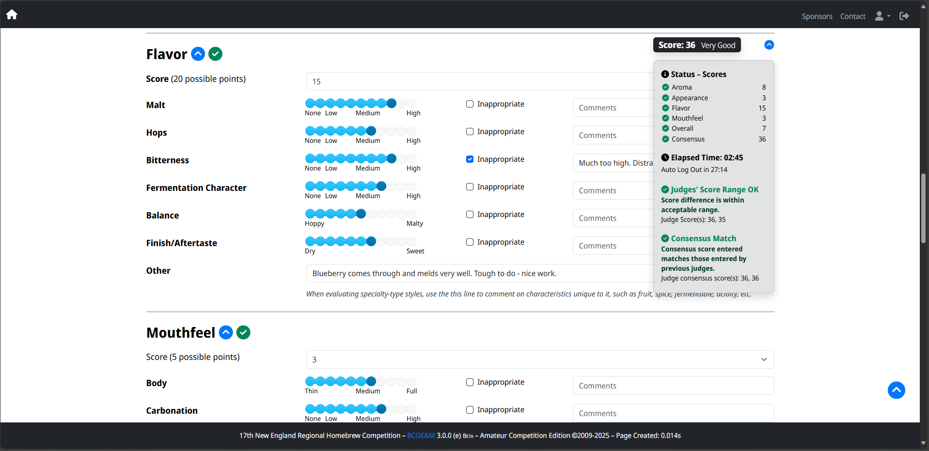 Structured Scoresheet